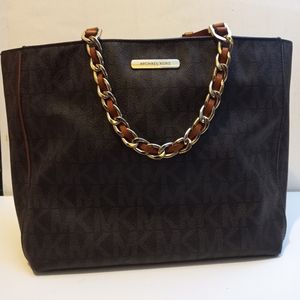 NWT Michael Kors Harper Large  Signature PVC Tote - Brown